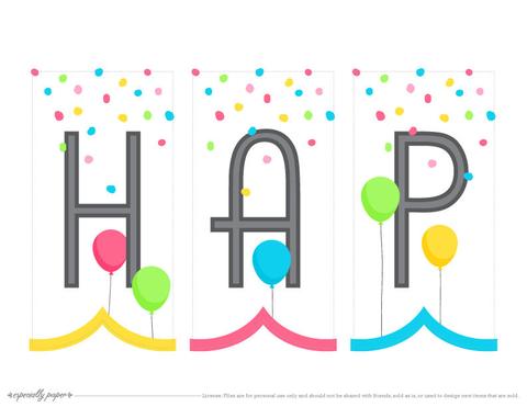 Printable Birthday Banner, Happy Birthday with Balloons in Pink ...