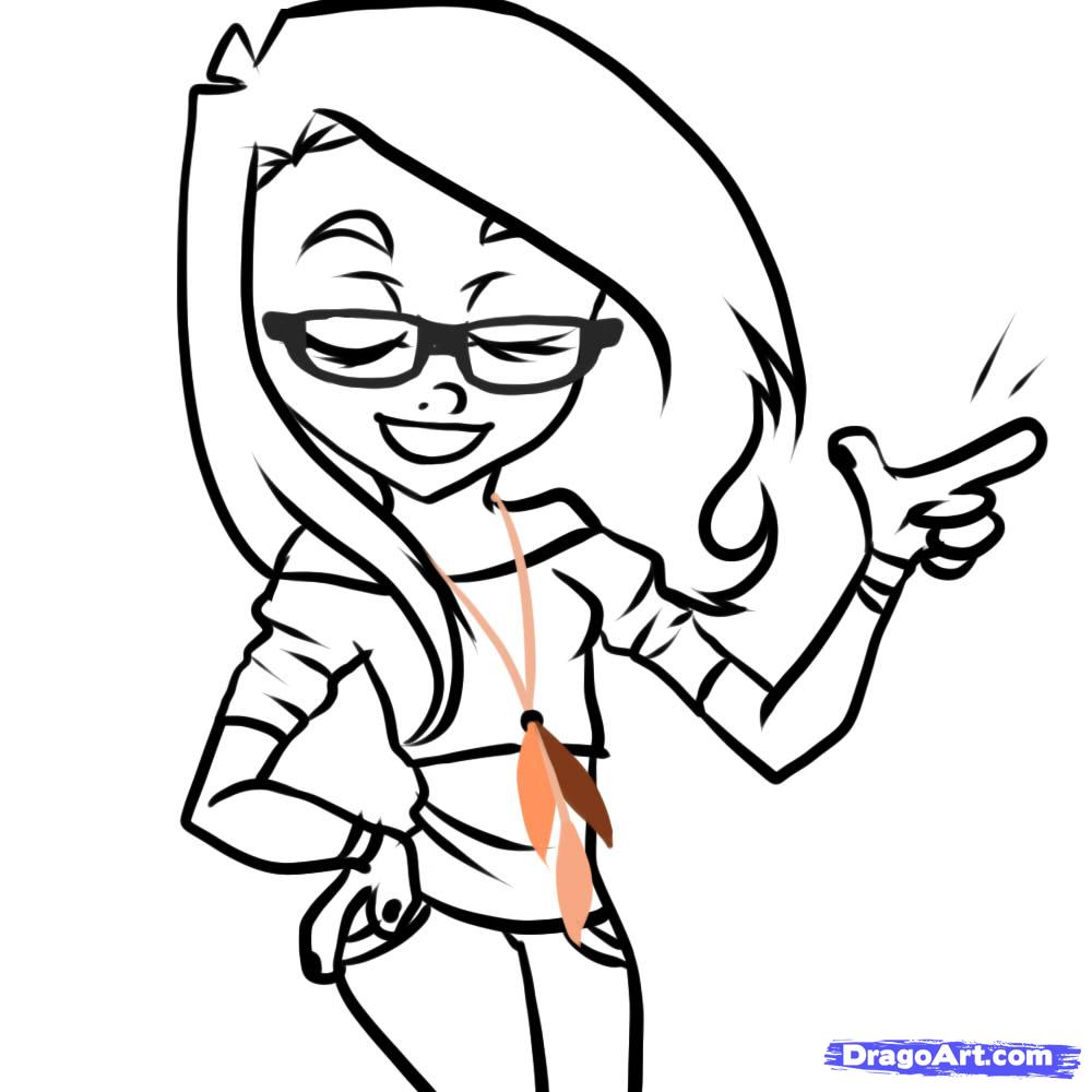 How to Draw a Cartoon Hipster, Step by Step, Fashion, Pop Culture ...