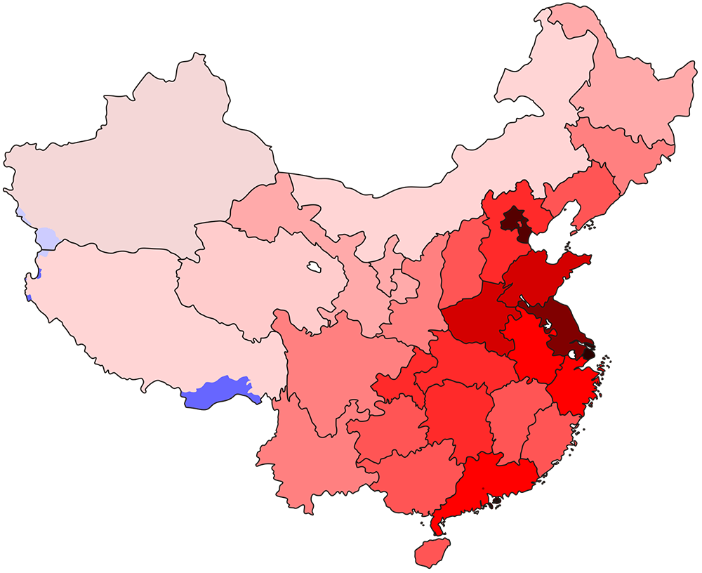 China Map with cities - blank outline map of China-