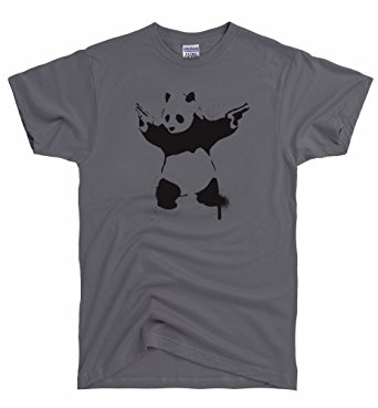 Amazon.com: DirtyRagz Men's Banksy Stencil Grafitti Panda with Gun ...