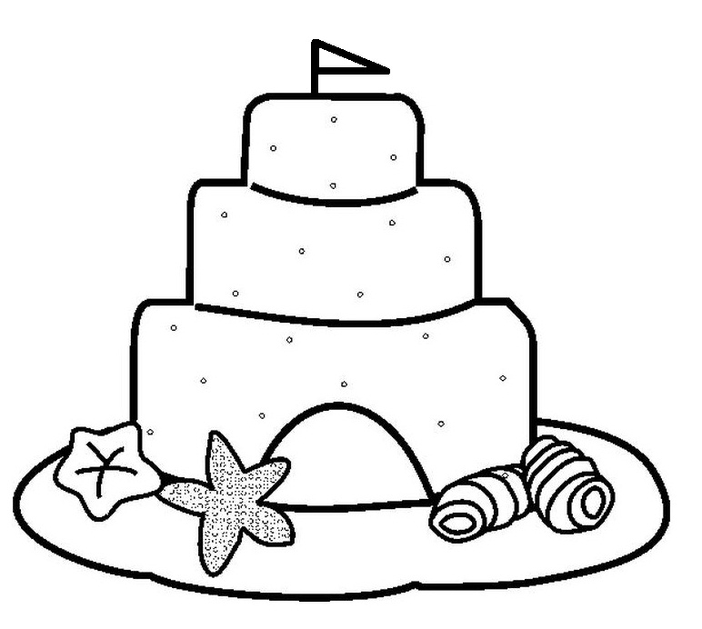Coloring Pages of Cute Sand Castle