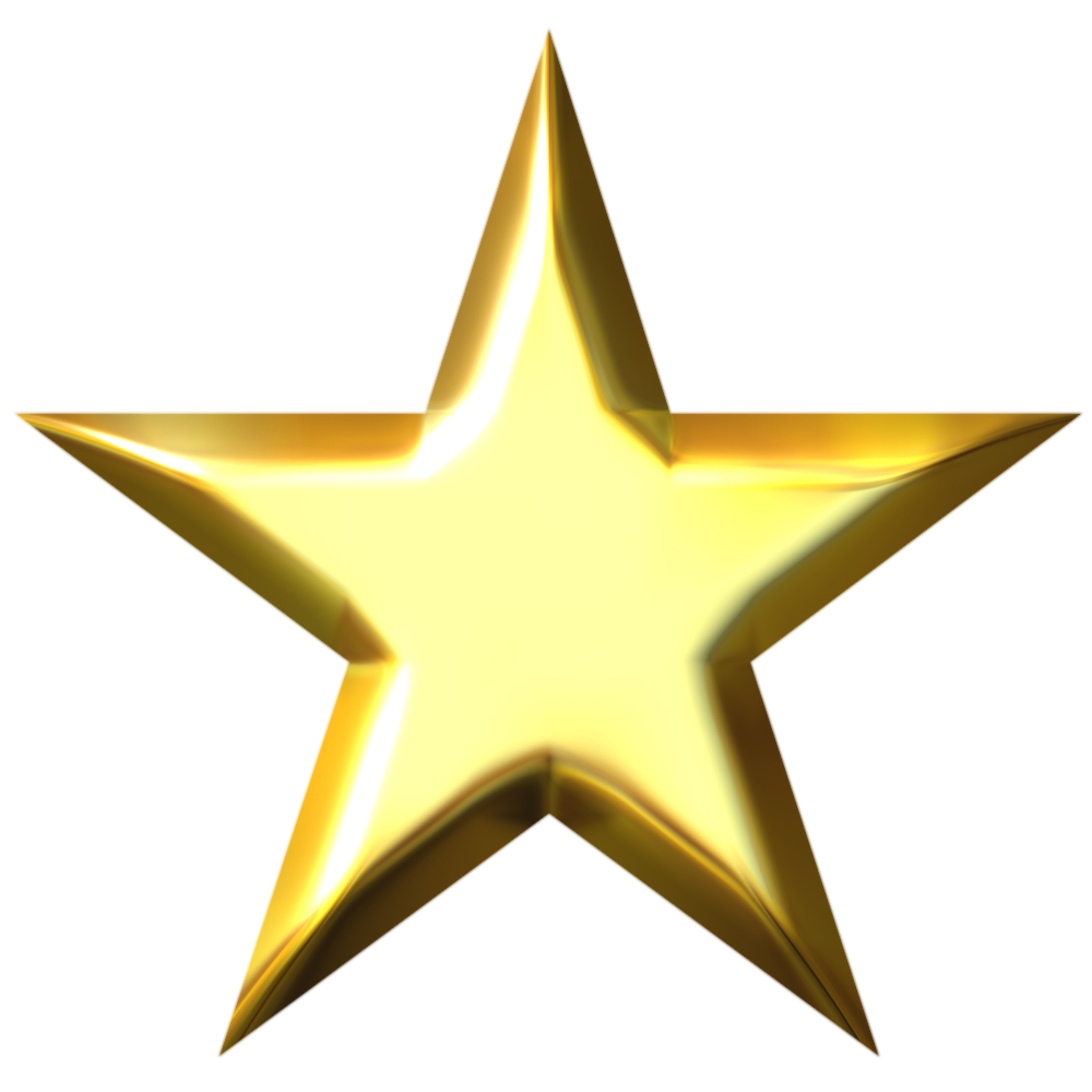 3d golden star png - tansparent background free download