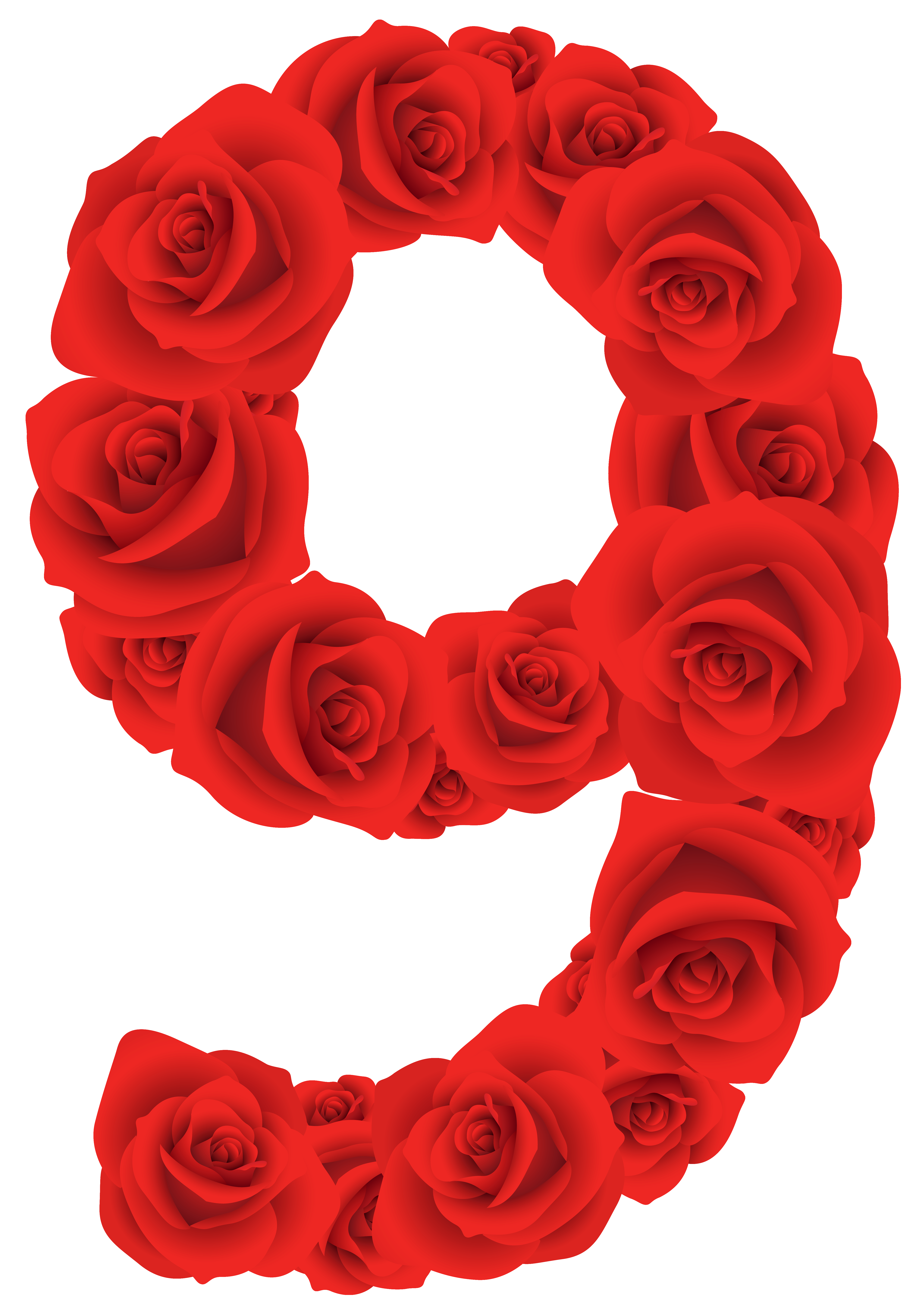 Red Roses Number Nine PNG Clipart Image