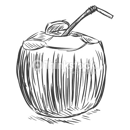Vector Coconut Cocktail With A Straw Vector Art | Thinkstock