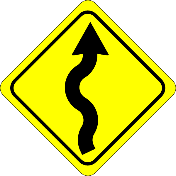 Curvy Road Ahead Sign clip art Free Vector
