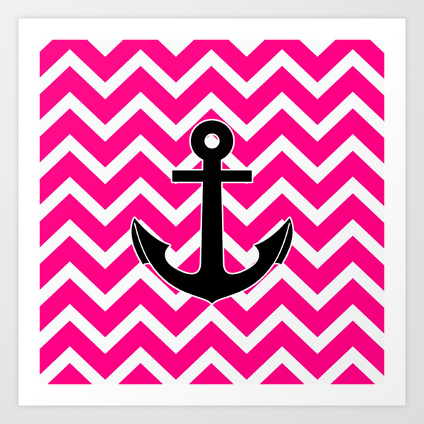 Magenta Zigzag Pattern Chevron Anchor Art Print by RexLambo | Society6