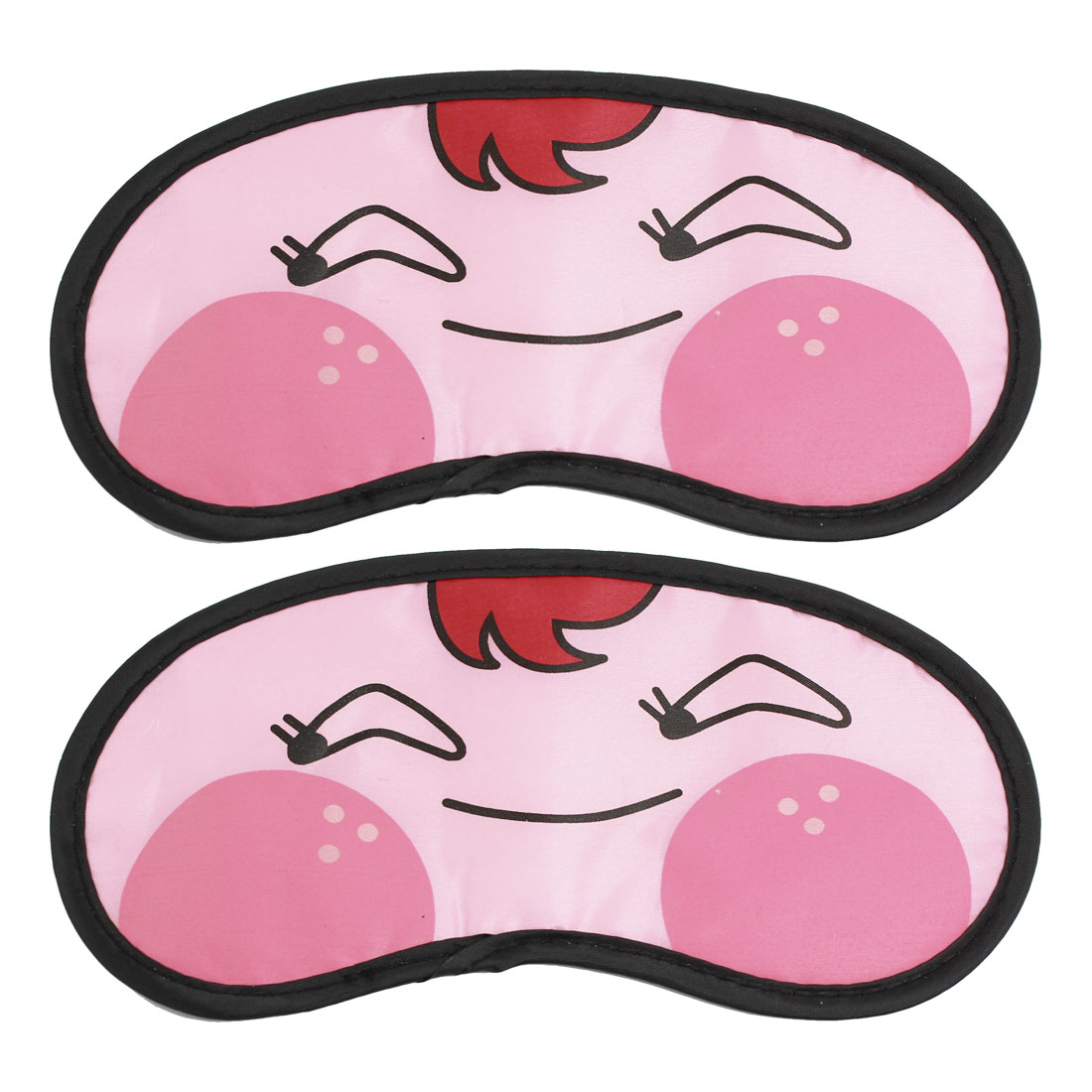 Black Pink Kawaii Cartoon Shy Face Prints Eye Mask Travel ...