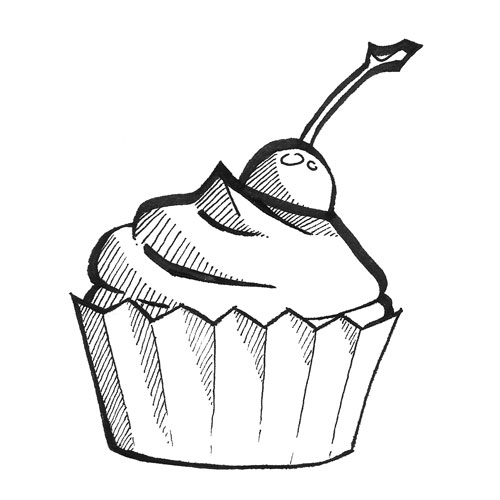Cupcake Line Drawing