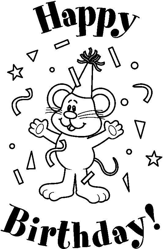 Happy Birthday Clipart Black and White