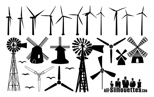 Free Vector Windmill Silhouettes - Free Vector Site | Download ...