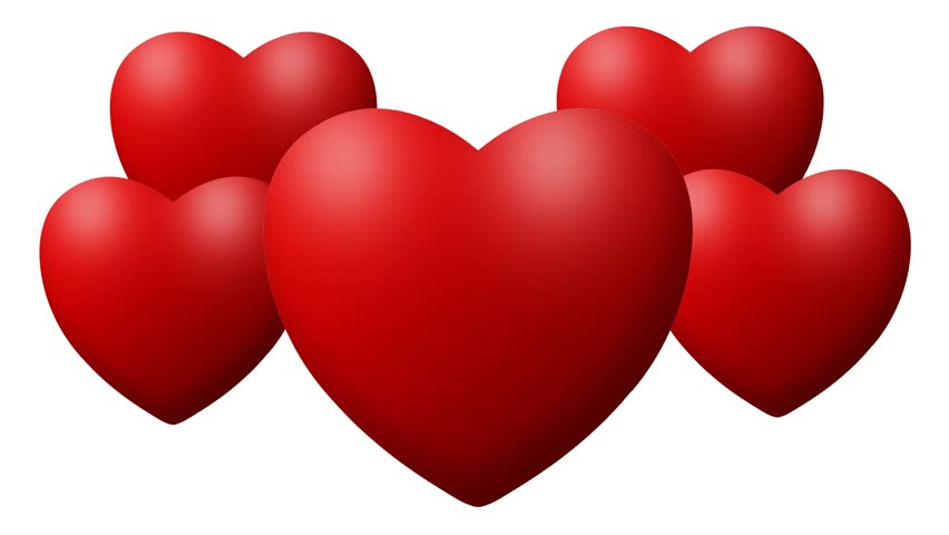Love hearts thumping beating on white background. Animation of red ...