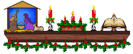 Mantle Clip Art - Nativity Mantle Images - Holiday Mantle Pictures