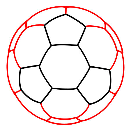 Drawing a cartoon soccer ball