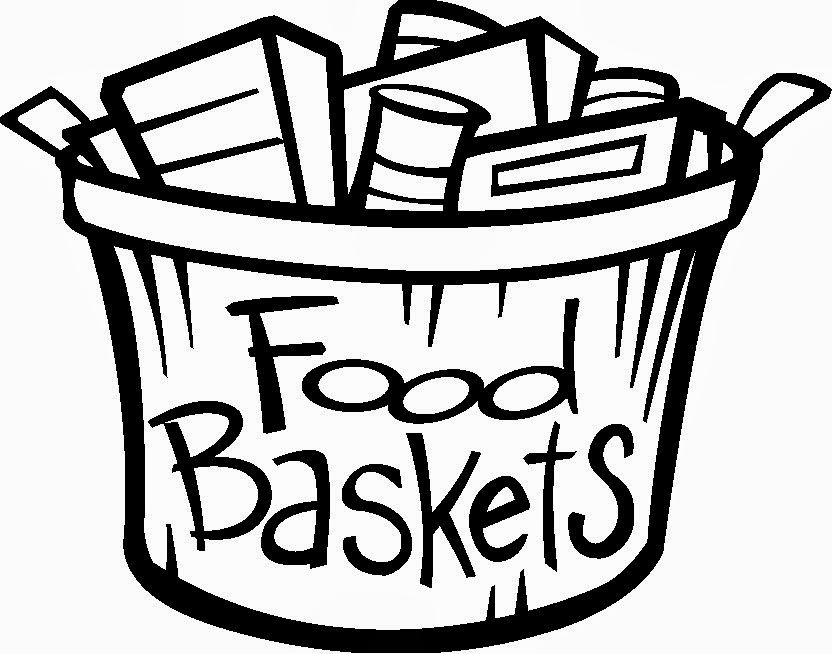 Thanksgiving food basket clipart black and white - ClipartFox