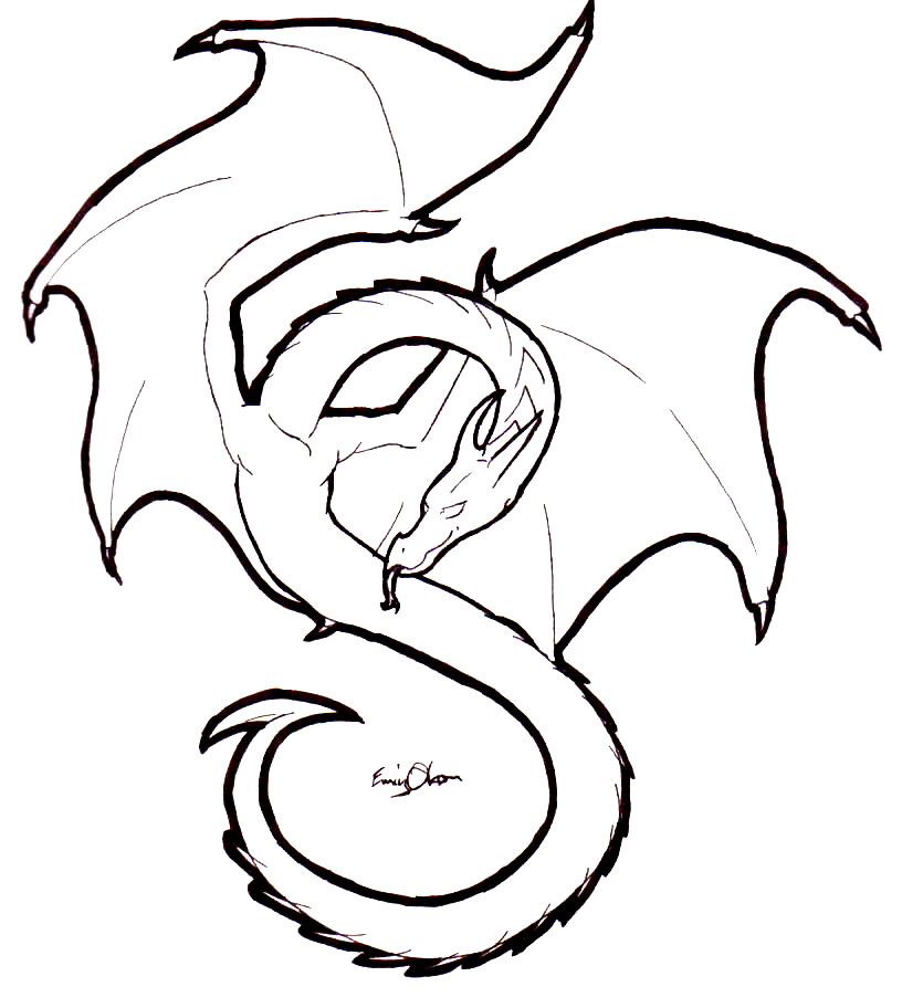 Line Art Dragon - ClipArt Best