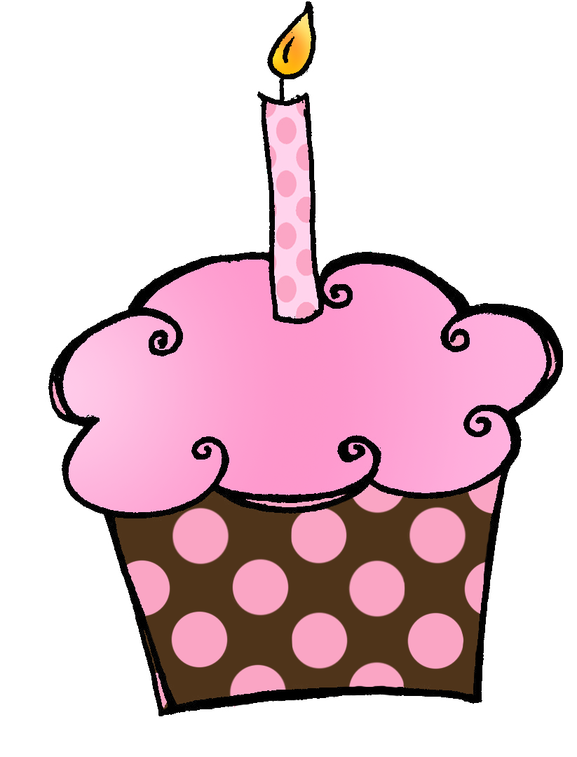 Cupcake With Candle Clipart
