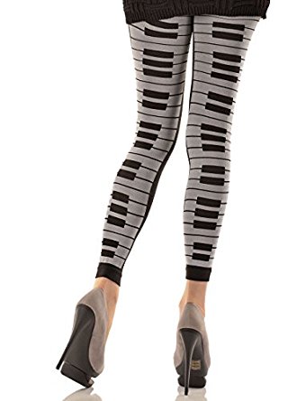 Amazon.com: MUSIC LEGS Women's Piano Keyboard Print Leggings, Grey ...