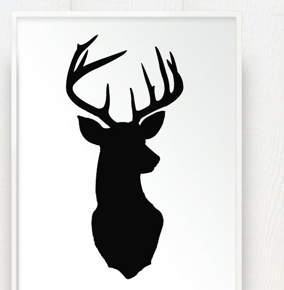 Deer Head Print Silhouette Color on White Background by prettymod