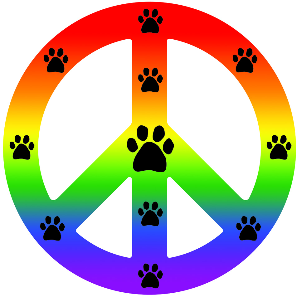 Rainbow Peace Sign Paw Magnet