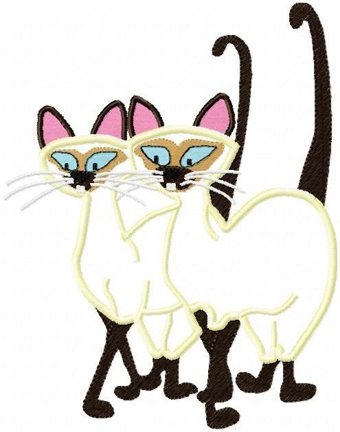 Machine Embroidery Applique Siamese Cats by missmarymackdesigns
