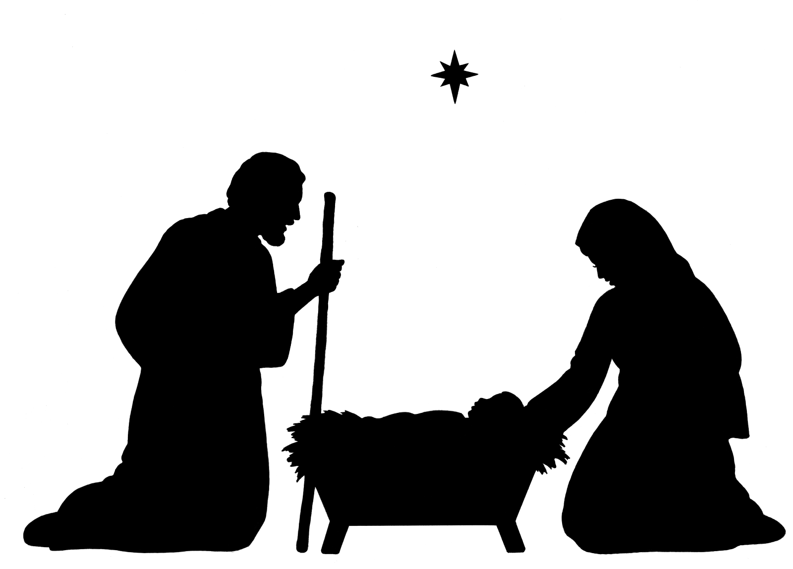 Free nativity scene silhouette clip art