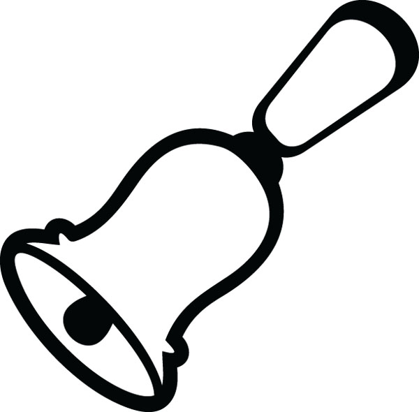 Hand bell clipart black and white