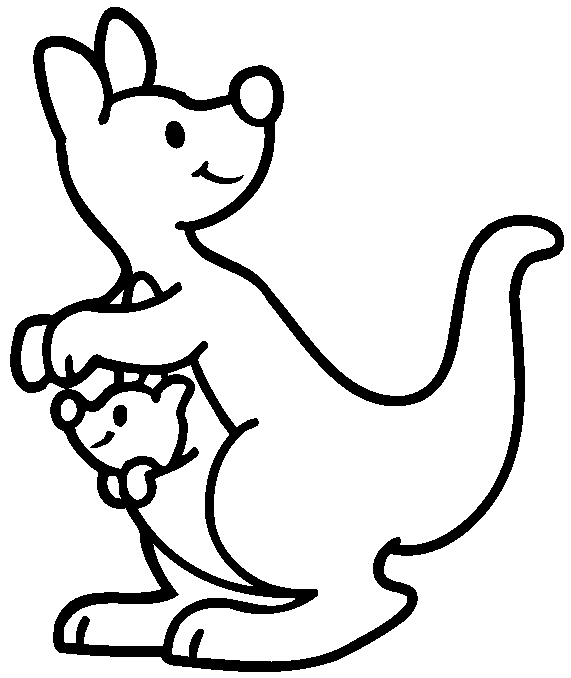 Kangaroo black and white clipart