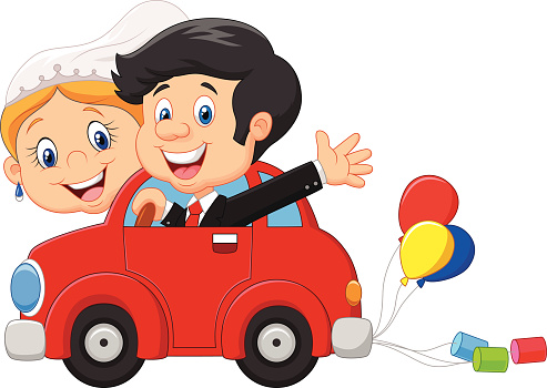 Cartoon Of A Wedding Car Decoration Clip Art, Vector Images ...