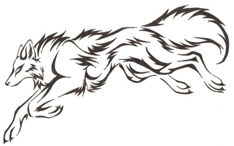Tribal Nice Wolf Tattoo Stencil | Tattooshunter.com