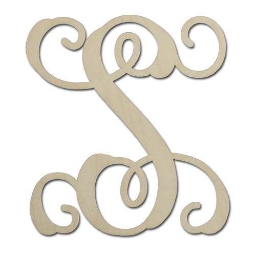 12" Unfinished Solid Wood Single Vine Monogram Letter "S" -Made in ...