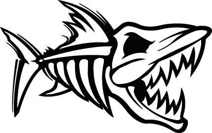 Skeleton Fish Vinyl Decal Sticker Kayak Fishing Car Truck Boat ...