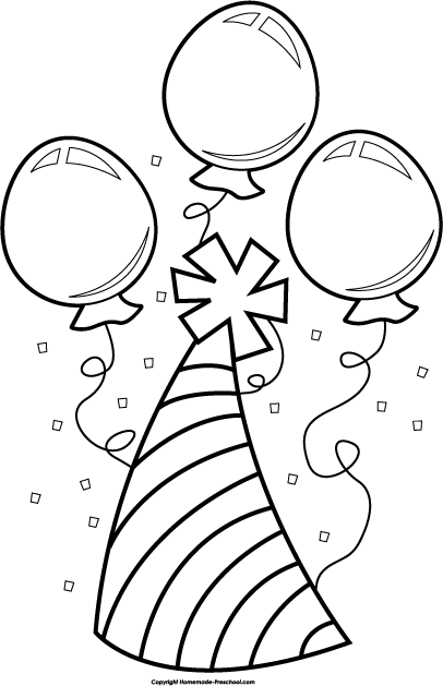 Gallery For > Birthday Hat Clip Art Black And White