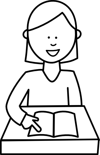 Kids Reading Clipart Black And White - Free ...