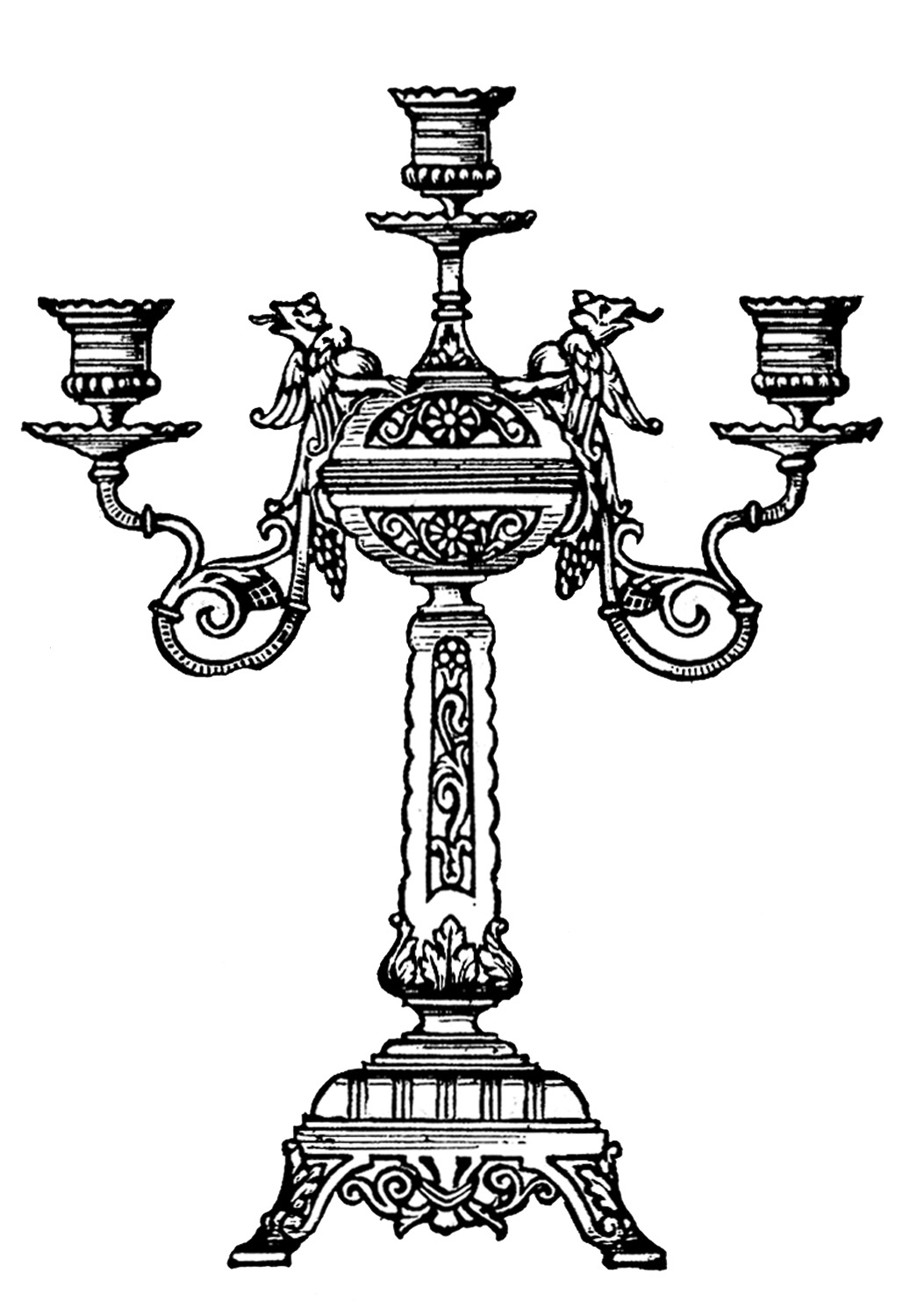 Vintage Clip Art - Ornate Candelabra - The Graphics Fairy