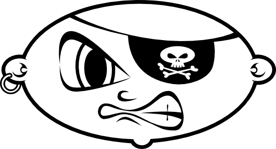 mean pirate kid black white line art coloring book ...