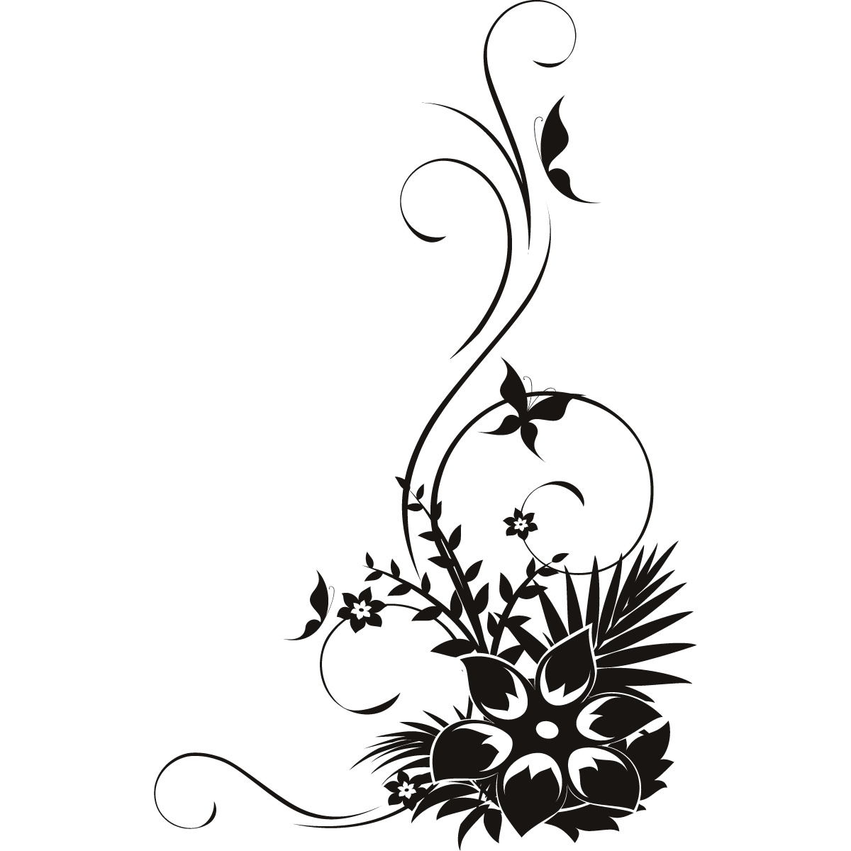 Flowers Butterflies Floral Wall Decal Wall Art Stickers Transfers ...