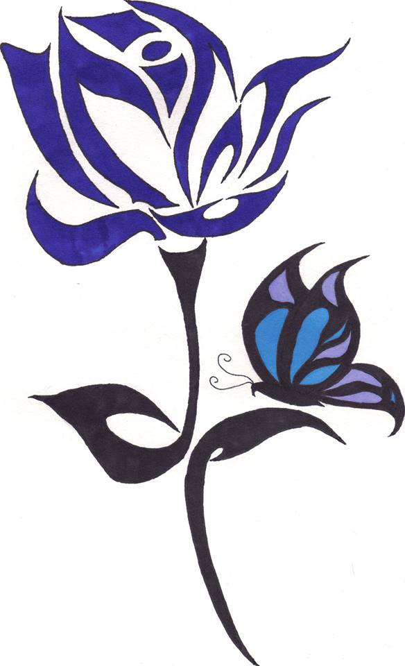 Blue Rose and Butterfly tribal by dragonlover11 on DeviantArt