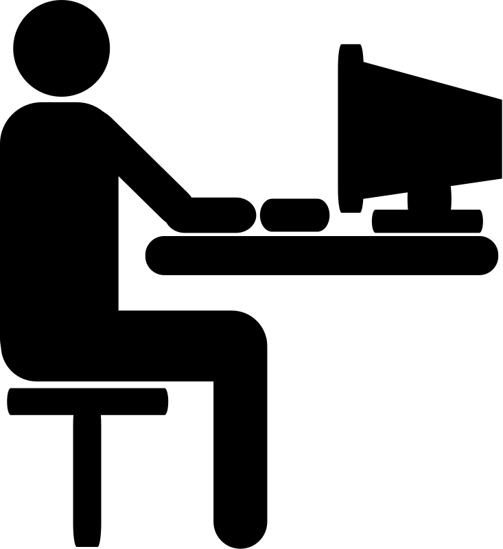 Person using the computer clipart