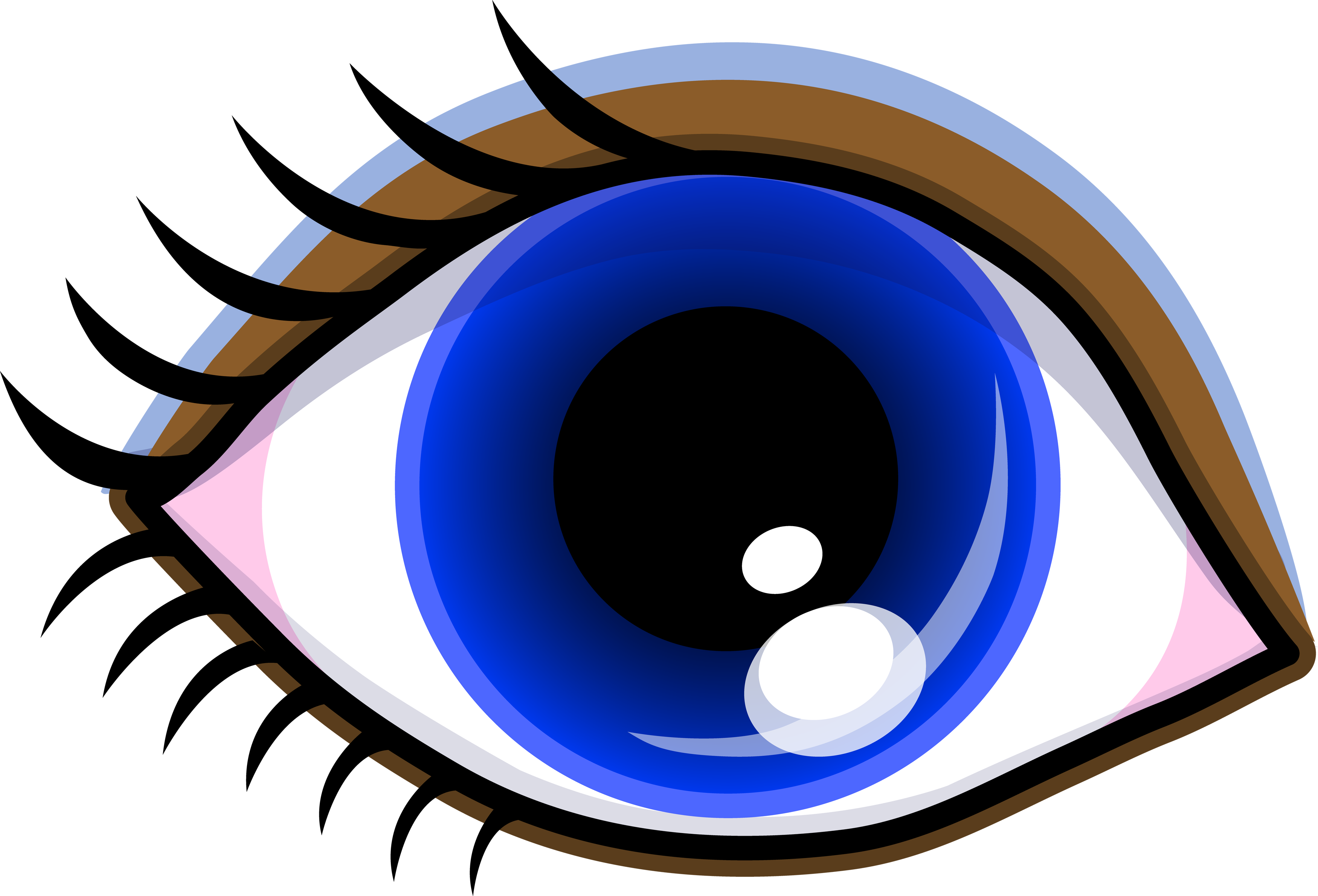 Cartoon blue eyes clipart with eyelashes