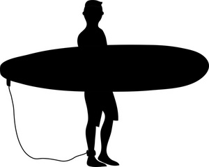 Surfer Clipart Image - Surfer with surfboard under arm looking for ...