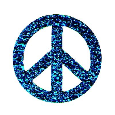 Small Blue Glitter Peace Sign Iron On Patch Applique