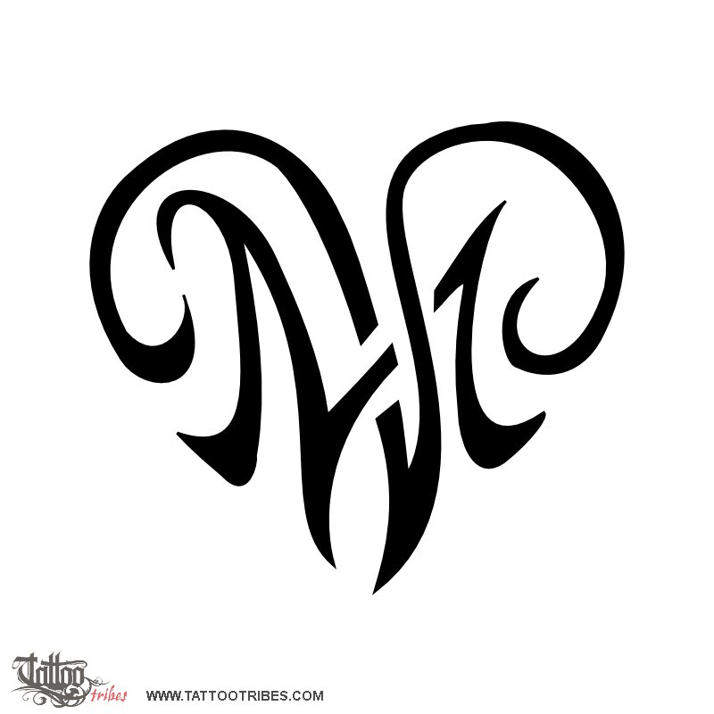 Tattoo of M+V heart, Love tattoo - custom tattoo designs on ...