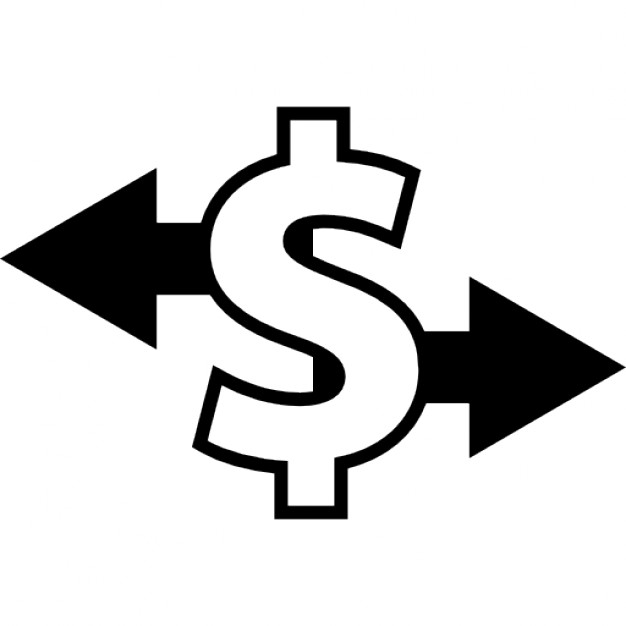 Dollar sign outline with arrows pointing to left and right Icons ...