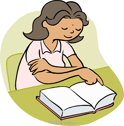 Student reading quietly clipart