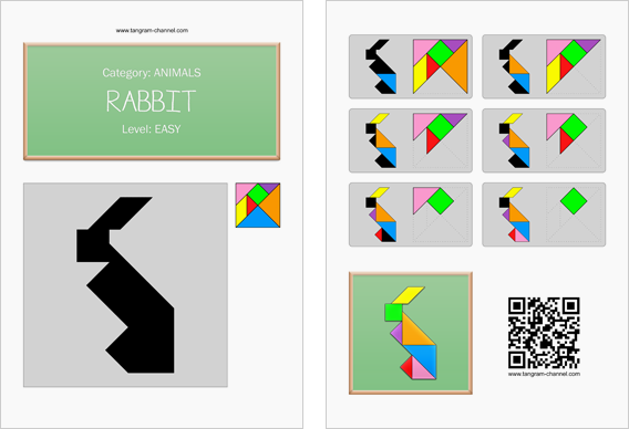 Tangram Rabbit - Printable tangram worksheet #2 - Providing ...
