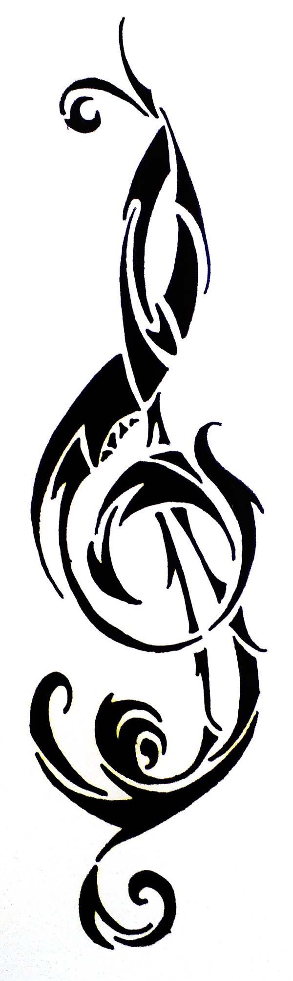 Treble Clef Tribal Tattoo Desgin Coloring Page - NetArt