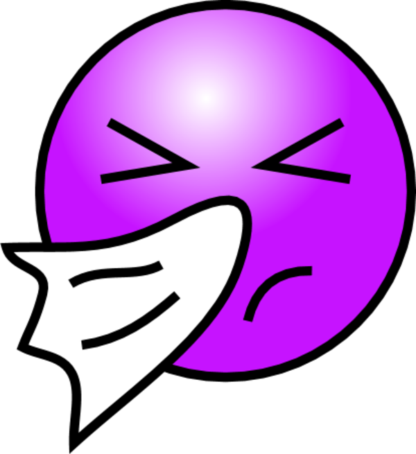 smiley face sneezing - vector Clip Art