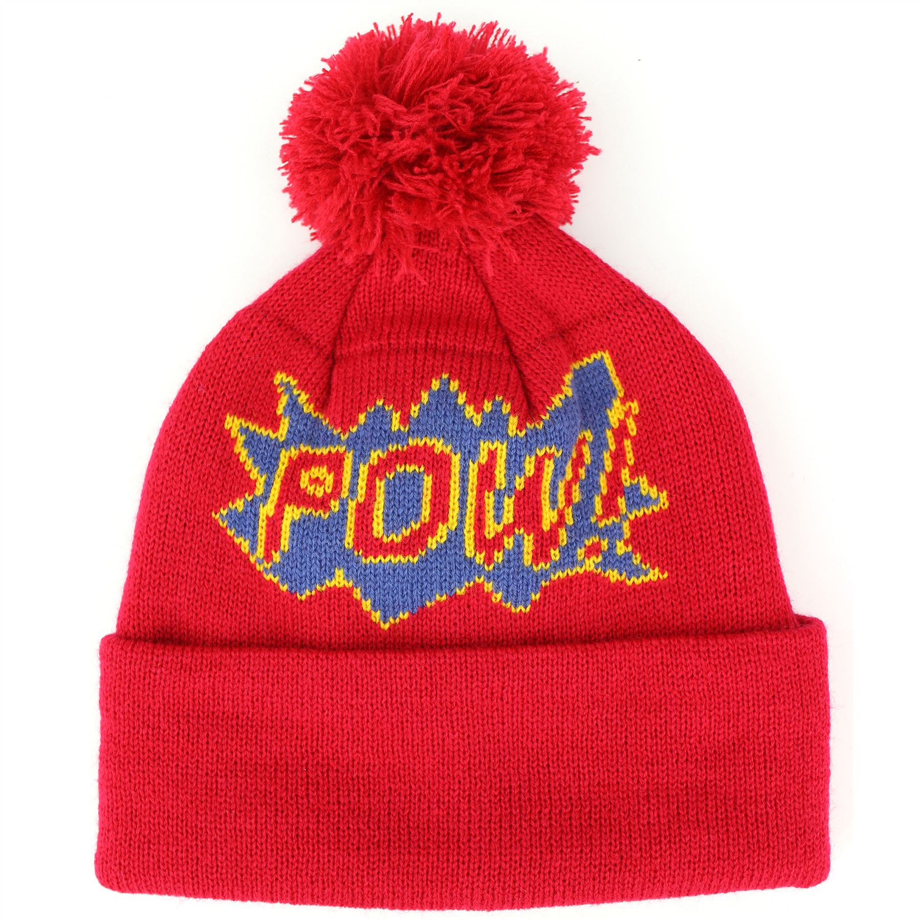 Comic Childrens Hat Red Blue Boom Pow Cartoon Ski Hat Pom Beanie ...