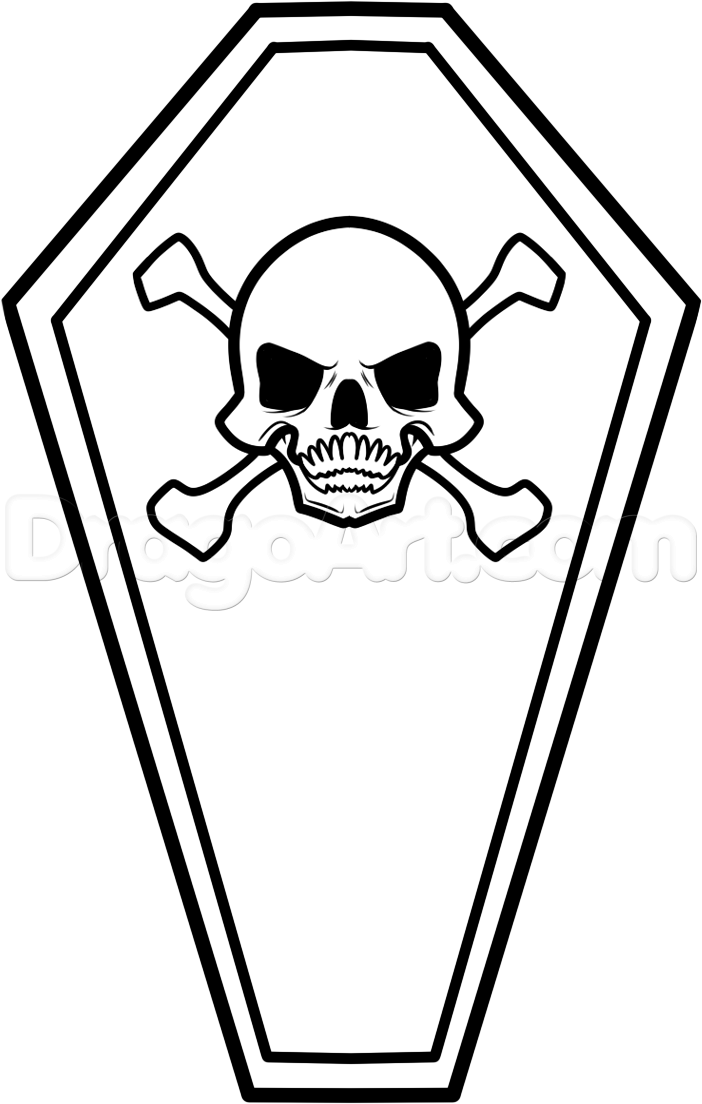 How to Draw a Coffin Easy, Step by Step, Halloween, Seasonal, FREE ...