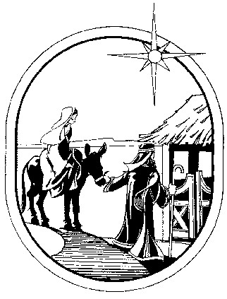 Religious Christmas Black And White Clipart